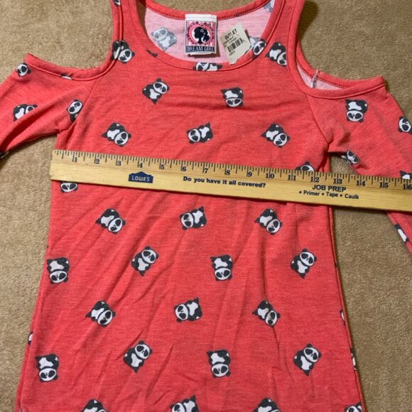 Dreamgirl Sz 7/8 Peach Cold Shoulder Hi-low Long Sleeve‎ Round Neck Panda (E) - Picture 5 of 8